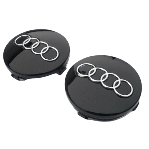 4 X AUDI CENTRE CAPS BLACK 60MM ALLOY WHEEL BADGES FITS A3 A4 A5 A6 A7 - Alloy Parts UK