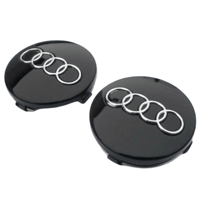 4 X AUDI CENTRE CAPS BLACK 60MM ALLOY WHEEL BADGES FITS A3 A4 A5 A6 A7 - Alloy Parts UK