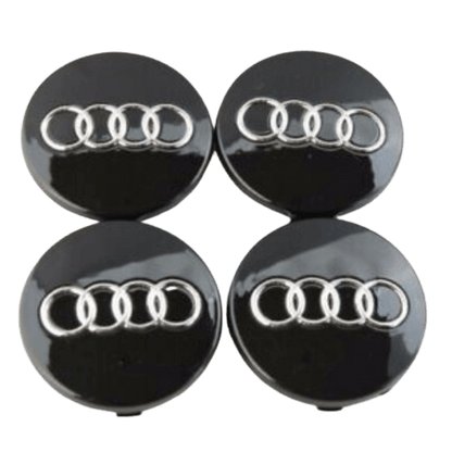 4 X AUDI CENTRE CAPS BLACK 60MM ALLOY WHEEL BADGES FITS A3 A4 A5 A6 A7 - Alloy Parts UK