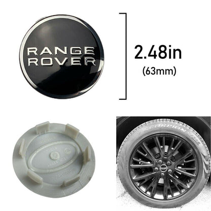 4Pcs Range Rover Black Chrome 63Mm Wheel Centre Caps Sport Freelander UK - Alloy Parts UK