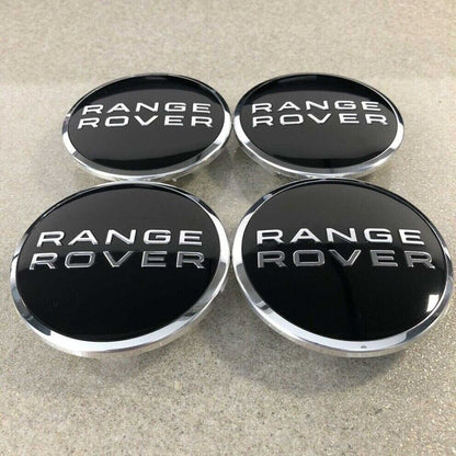 4Pcs Range Rover Black Chrome 63Mm Wheel Centre Caps Sport Freelander UK - Alloy Parts UK