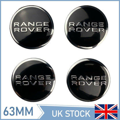 4Pcs Range Rover Black Chrome 63Mm Wheel Centre Caps Sport Freelander UK - Alloy Parts UK