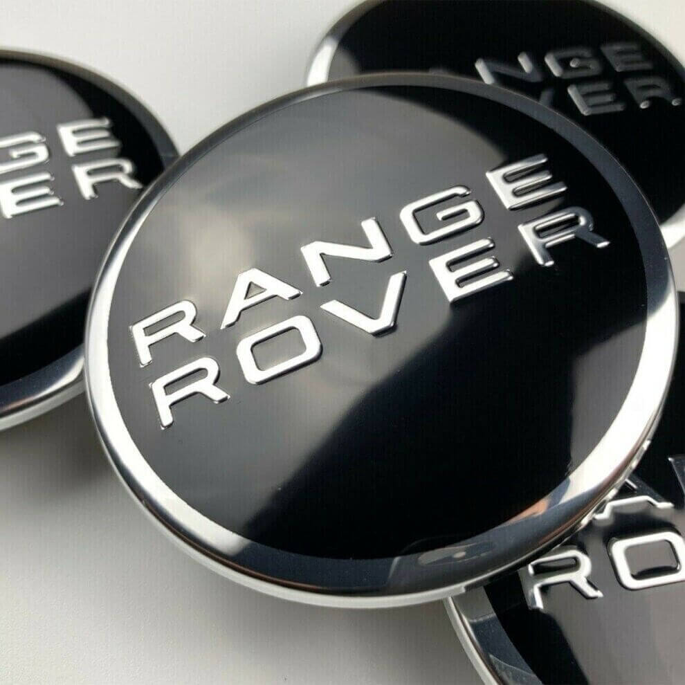 4 Set Range Rover Black Chrome 63Mm Wheel Centre Caps Evoque Freelander - Alloy Parts UK