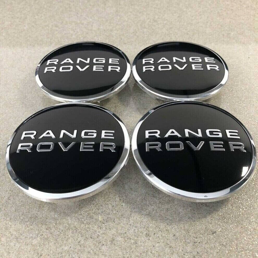 4 Set Range Rover Black Chrome 63Mm Wheel Centre Caps Evoque Freelander - Alloy Parts UK