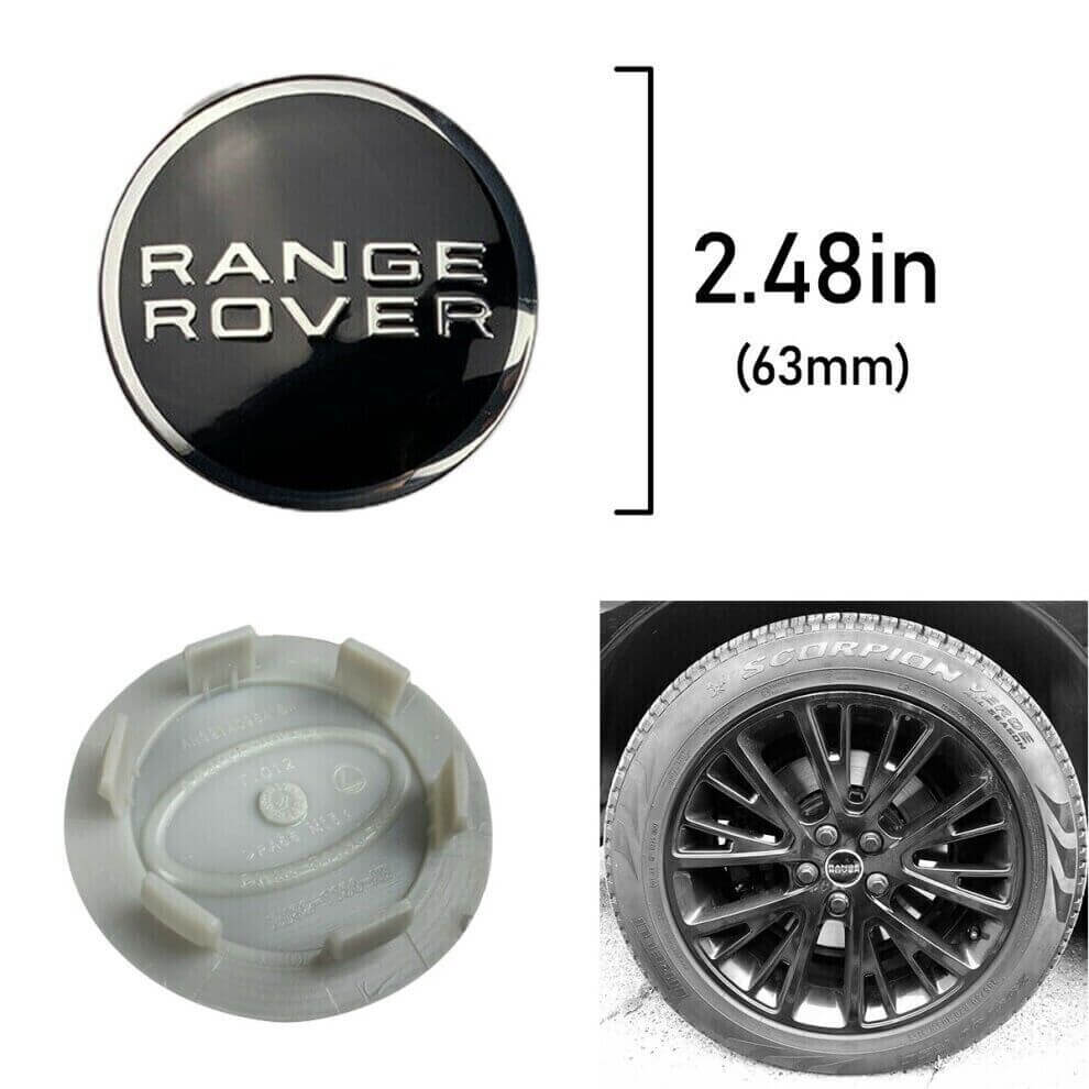 4 Set Range Rover Black Chrome 63Mm Wheel Centre Caps Evoque Freelander - Alloy Parts UK