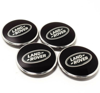 4 Set Range Rover Black Chrome 63Mm Wheel Centre Caps Evoque Freelander - Alloy Parts UK