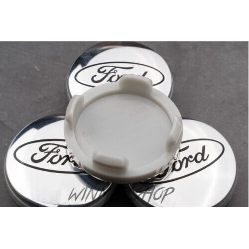 (Chrome 54mm) 4 Ford 54mm Alloy Wheels Centre Caps