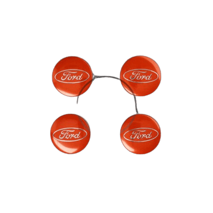 (Red 54mm) 4 Ford 54mm Alloy Wheels Centre Caps