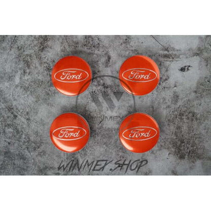 (Red 54mm) 4 Ford 54mm Alloy Wheels Centre Caps