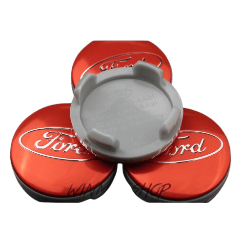 (Red 54mm) 4 Ford 54mm Alloy Wheels Centre Caps