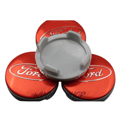 (Red 54mm) 4 Ford 54mm Alloy Wheels Centre Caps